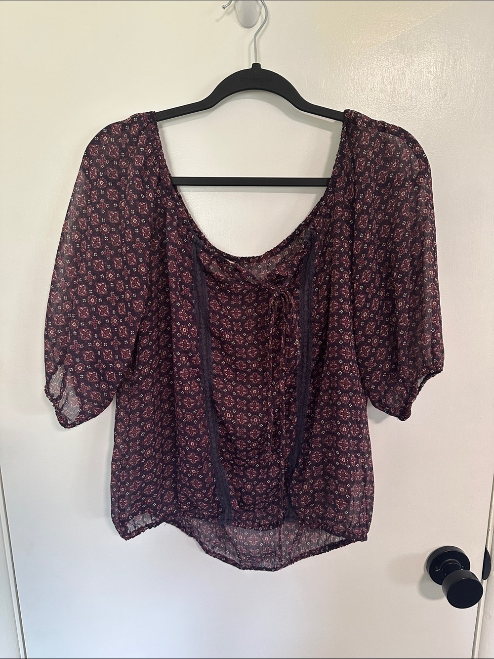 Mossimo Supply Co. Plum Floral Peasant Blouse